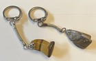 Vintage Key Chain Key Ring Fob 1950   s Tiger Eye Polished Stone Collectable