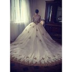 Gorgeous Wedding Dresses Court Lace Applique Longsleeve Tulle A-line Bridal Gown