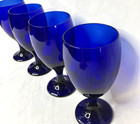 Vintage Cobalt Blue Goblets Set Of 4 Stemmed Water Wine Glasses 7    