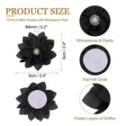 10pcs 2 4  Fabric Brooches Flowers Sewing Fabric Appliques W Pearl Black