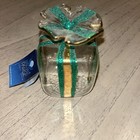 Italian Soffieria Parise Vetro Gift Box Hand Blown Art Glass Green   Gold Detail