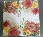 Two Single Cocktail Beverage Napkins For Decoupage Floral Dahlia Flowers Botanic