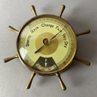 Vintage Analog Brass Barometer   Temperature Fahrenheit Nautical Shipe Wheel