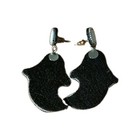 Beaded Ghost Dangle Drop Earrings  White black Halloween