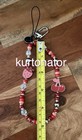 E l f  Beauty Phone Charm Beaded Carabiner Wristlet Strap New Strawberry Cherry