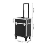 Professional Travel Rolling Makeup Case With Wheels Locks Black Makeup Suitcase