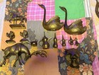 23 Large  Small Brass Lot Variety Of Items   Animals  Candle  Vase goblets  Gong