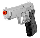 Uk Arms 8 5  Silver Black Spring Airsoft Pistol Hand Gun 175 Fps G52s  2000 Bbs