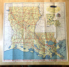 1939 Louisiana Official State Highway Road Vintage Map W pictorial   New Orleans