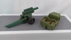 Vintage Military Rubber Toy Field Gun Jeep Green Lot Of 2 Plastic