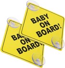 Baby On Board Car Warning Signs  2 Pcs 5 x5  Safety Car Sign With Double Suct   