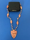 Vintage 1970s Carved Lucite Hawaiian Tiki Necklace With Earrings And Case