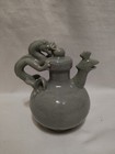 Vintage Celadon Green Chinese Pottery Puzzle Teapot Dragon Art Cadogan