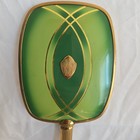 Antique Victorian Art Deco Personal Green Hand Mirror Goldtone Metal Initials Mm