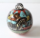 Zimbabwe Hand Painted Signed African Ceramic Ornament Zebras 2006 Penzo