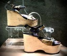 Carber Vtg 70s Does 40s Wooden Platform Floral Shoes Hippie Disco 5 5 - 6 M