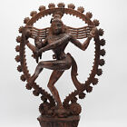 Antique Hindu God Nataraja  shiva  On Lotus Blossom Hand Carved Wood Sculpture