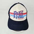 Pabst Blue Ribbon Beer Trucker Hat Navy Mesh Snapback Cap One Size Adult Logo