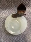 Vtg Cast Western Cowboy Boot   Spur Marble Glass Ashtray 1940   s Barware 6 Inch