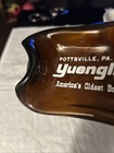 Vintage Flat Melted Glass Beer Bottle Bar Decor 1970s  Ashtray Yuengling Beer