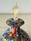 Vtg Murano Millefiori Art Glass Perfume Bottle W  Label Stopper Multicolor Italy
