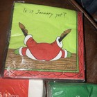 Vtg Christmas Beverage Napkin Bundle Of 3 Sealed Packs Funny Retro 70 Napkins
