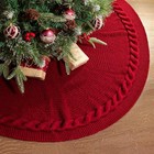  Knitted Christmas Tree Skirt  48 Inches Wine Red Tree Skirt  Chunky Cable 