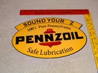 Vintage  pennzoil Sound Your Z   Safe Lubrication  12  Metal Gasoline   Oil Sign