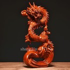 Feng Shui Dragon Statue Chinese Wood Figurine For Wealth   Luck Home Decor