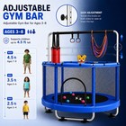 Kids Trampoline 5 Ft With Safety Net   Basketball Hoop  Ages 3-8  Blue