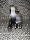 Leather Baseball Belt Matte Black Adult Waist Size 30-42 Brand New