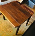 Antique Oak Drop Leaf Kitchen Table W steel Wheels In Vintage Shape