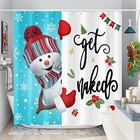 Accnicc Christmas Shower Curtain Set Funny Snowman 72 w X 72 l  pack Of 1  Blue