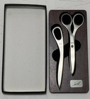 Vintage Desk Set Letter Opener And Scissors Stainless Steel Wooden Tray In Box