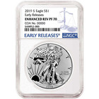 2019-s Enhanced Reverse Proof  1 American Silver Eagle   Coa   Ngc Pf70 Er Blue