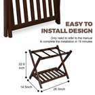 2 Tier Luggage Rack Folding Soild Wood Stand Suitcase Holder W  Shelf Brown