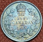 1902 Canada 10 Cents Silver Coin Nice Au Toned