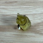 1930s Antique Czech Amber Glass Pug Dog Cracker Jack Charm W Collar Green Bead