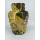 Antique Japanese Satsuma Style Green Gold Hand Painted Art Pottery Vase 10   