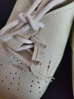 Vintage Baby Shoes Lace Up White Vinyl Leather Size 0