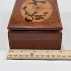 Vintage Handcrafted Wood Jewelry Box W hummingbird   Flower Trinket Box Small 6 