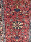 29 5 x 47  Semi Antique Sarouk  hand Knotted Wool Rug Raspberry Blue Olive Black
