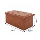 Storage Ottoman Bench  Foldable Faux Leather With Tufted Foam Seat And Center Di