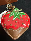 Vintage Coach Leather Chocolate Dipped Strawberry Keychain Key Ring Bag Charm