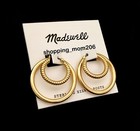 Madewell Vintage Gold Tone Ribbed Double Hoop Earrings