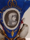Vtg Antique French Style Painted Ceramic Cobalt Blue Floral Portrait Vase 10 