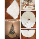 Christmas Tree Skirt Plush Snowy White Faux Fur Floor Home Xmas Party Decor Gift