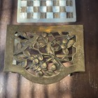 Antique Brass Mcm Fireplace Footman Birds Trivet Teapot Kettle Plant Stand Stool