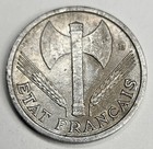 1942 France 1 One Franc - French Aluminum World Coin - Wwii Era - Vichy - L2