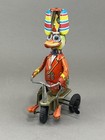 Vintage Wind-up Clockwork Tin Mechanical Wind-up Duck On Bike Toy With Box